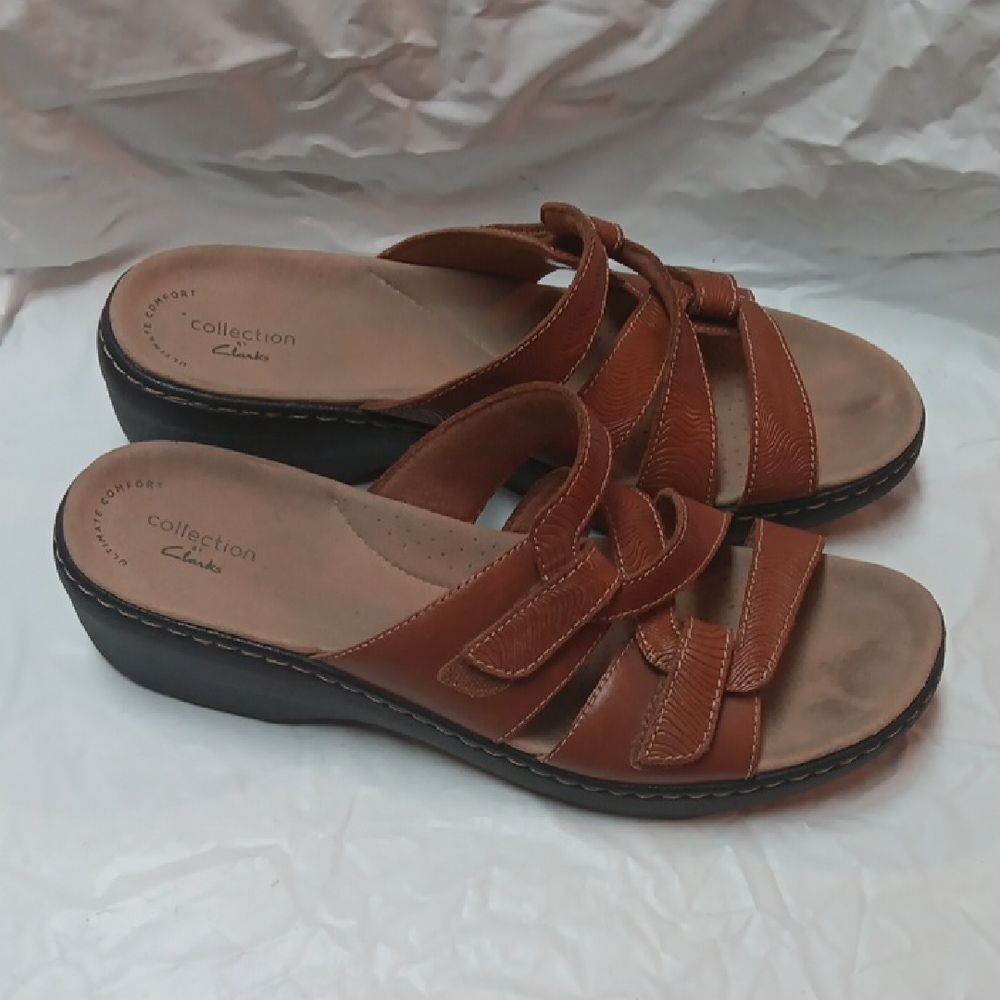 Clarks Women's Brown Leather Sandals Size 11M